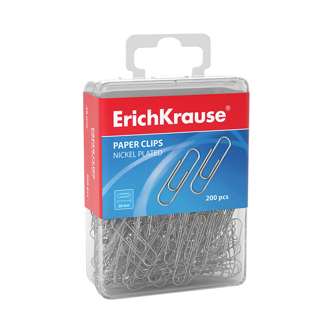 25789_1.jpg Скрепки металлические никелированные ErichKrause®, 28мм (пластиковая коробка 200 скрепок)