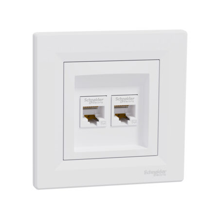 Розетка двойная компьютерная SE EPH4400121 Asfora RJ45 в сборе белый