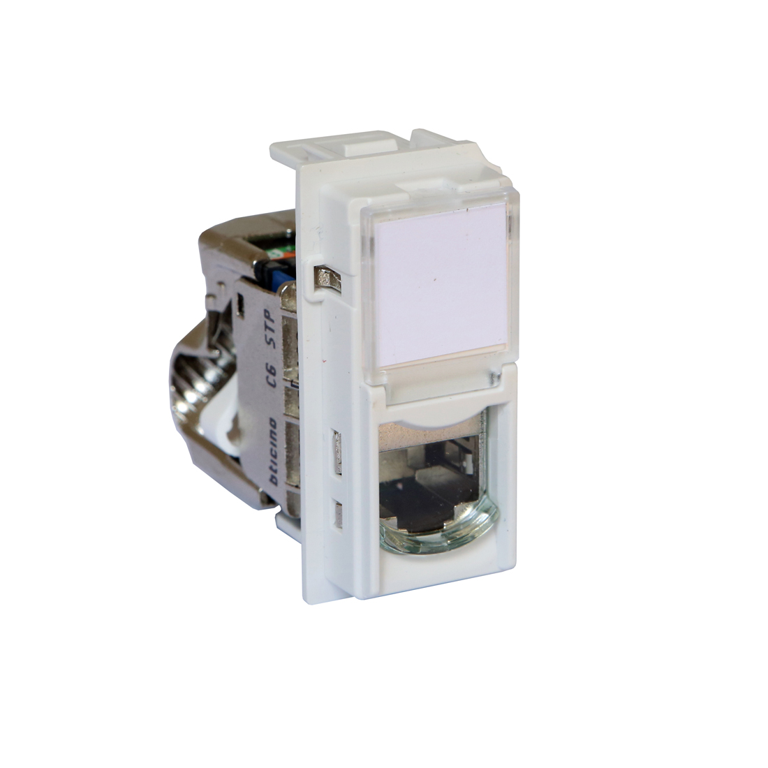 72284_1.jpg Розетка компьютерная Bticino KW4279C6S Living Now RJ45 cat6 STP 1 модуль белая