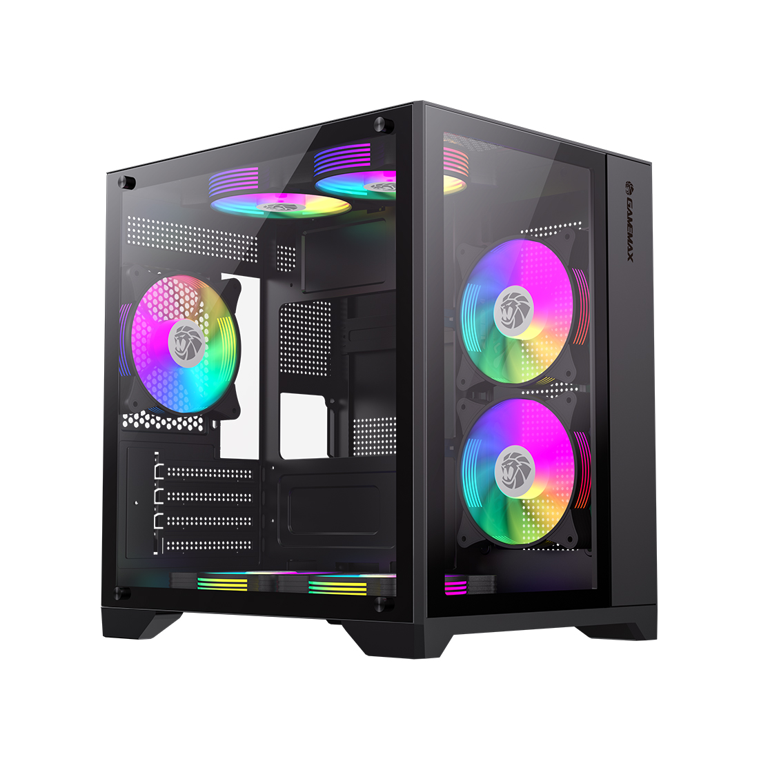 80182_1.jpg Компьютерный корпус Gamemax Infinity Mini 7 ARGB Fans + Controller Black без Б/П