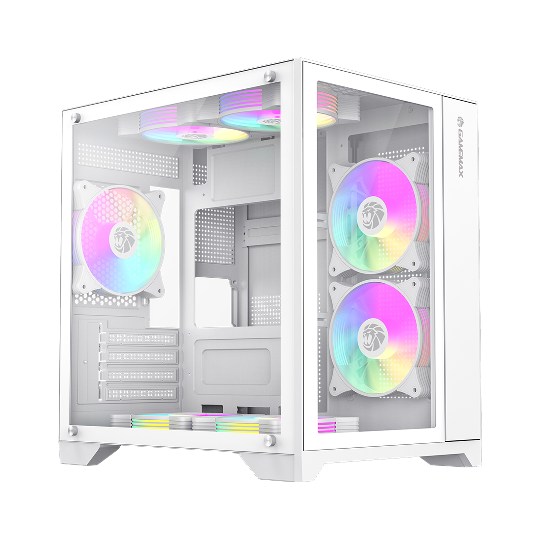 80184_1.jpg Компьютерный корпус Gamemax Infinity Mini 7 ARGB Fans + Controller White без Б/П