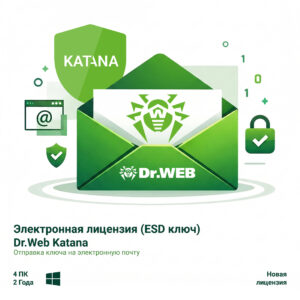 Электронная лицензия (ESD ключ) Dr.Web Katana 24М 4 ПК новая