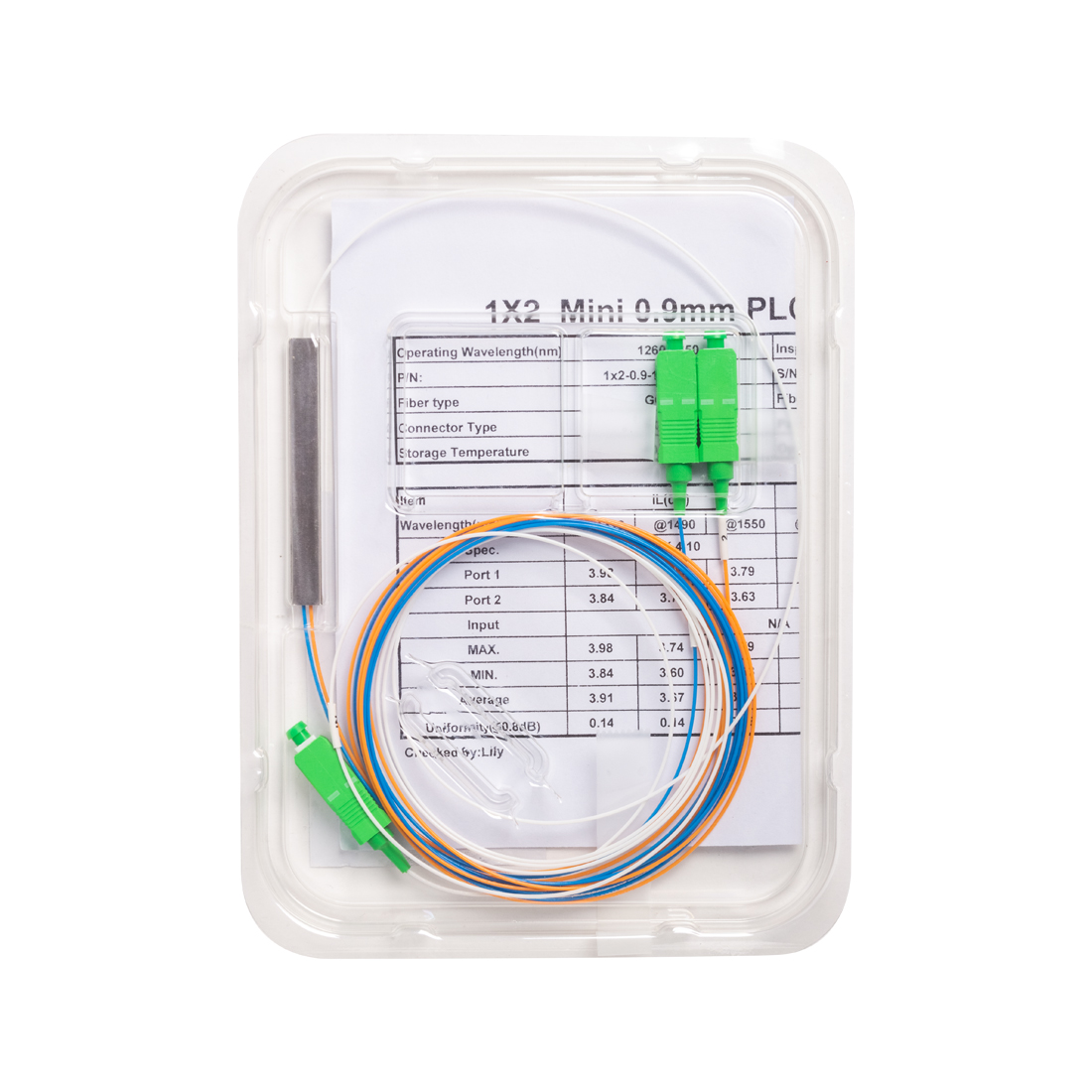 16450_1.jpg Сплиттер оптоволоконный PLC А-Оптик 1х2 SC/APC 1,5m SM
