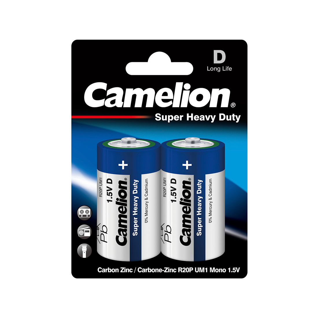 22306_1.jpg Батарейка CAMELION Super Heavy Duty R20P-BP2B 2 шт. в блистере