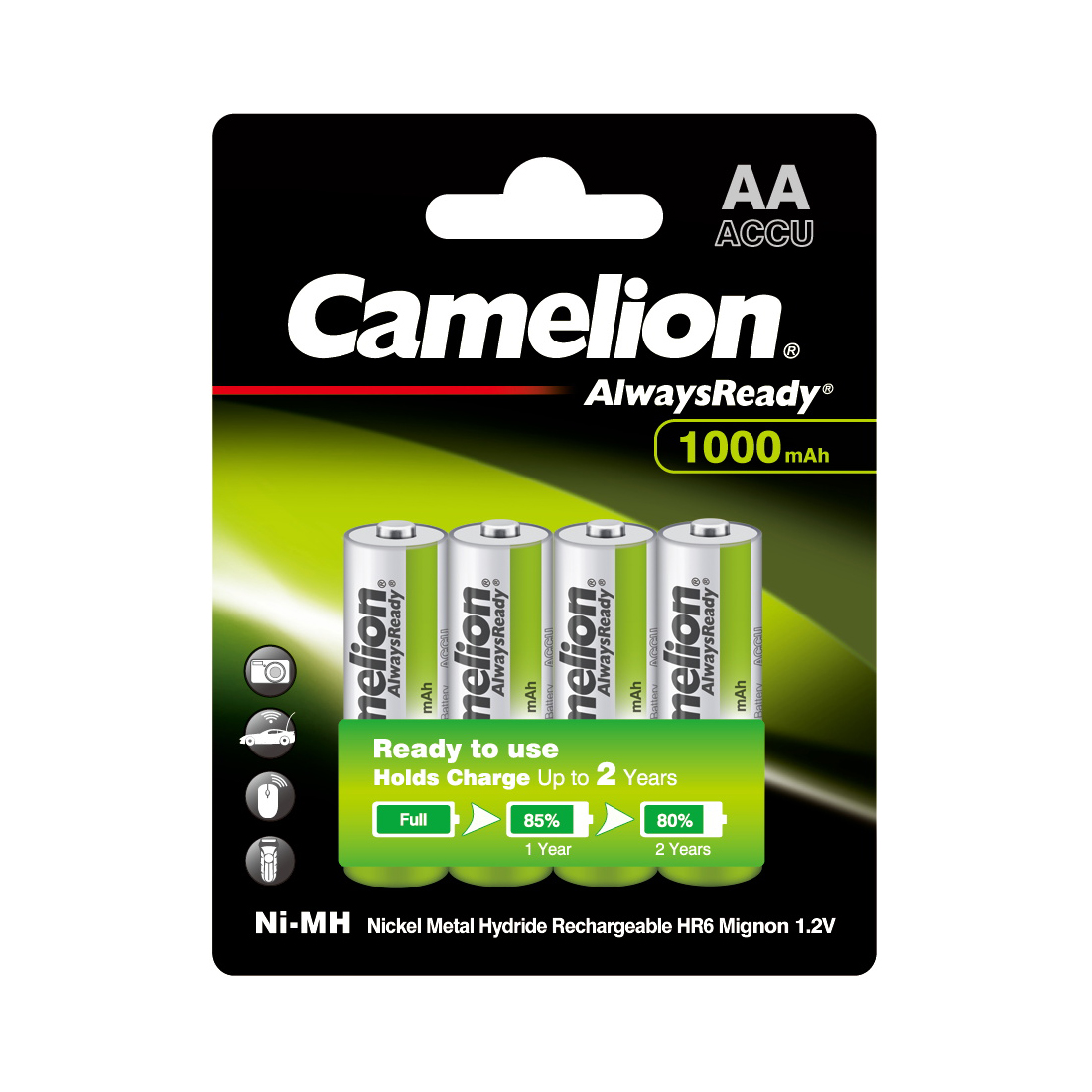 22311_1.jpg Аккумулятор CAMELION AlwaysReady Rechargeable Ni-MH NH-AA1000ARBP4 4 шт. в блистере