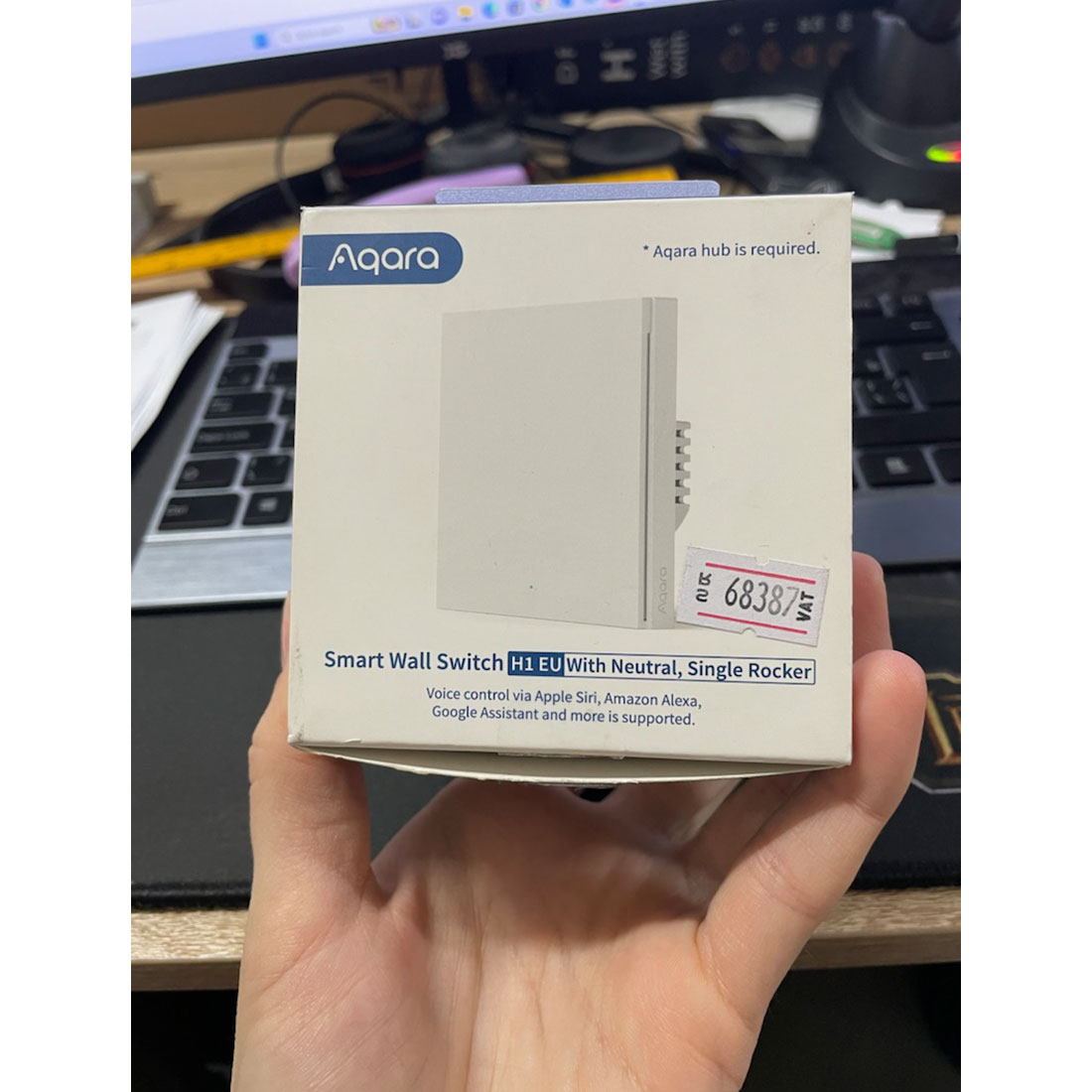 47384y_1.jpg Настенный выключатель одноклавишный Aqara Smart Wall Switch H1 (With Neutral, Single Rocker)